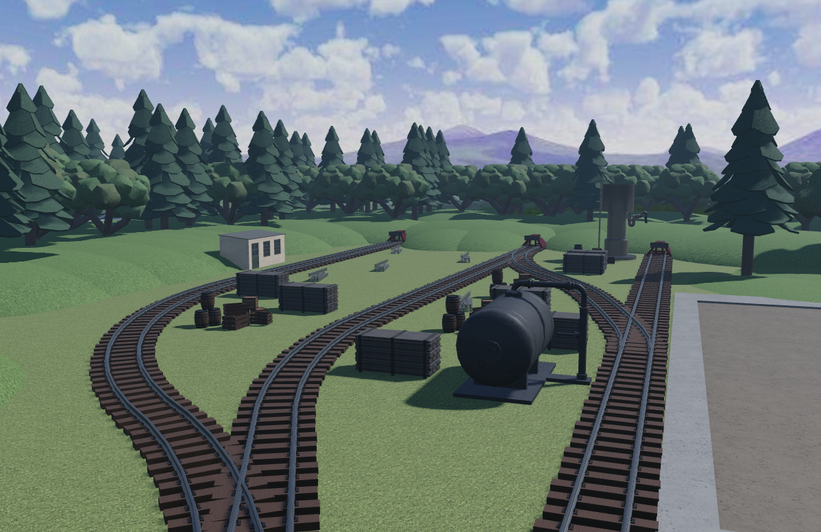 The Evertrail yard with tanks and crates, official R4L Studios artwork